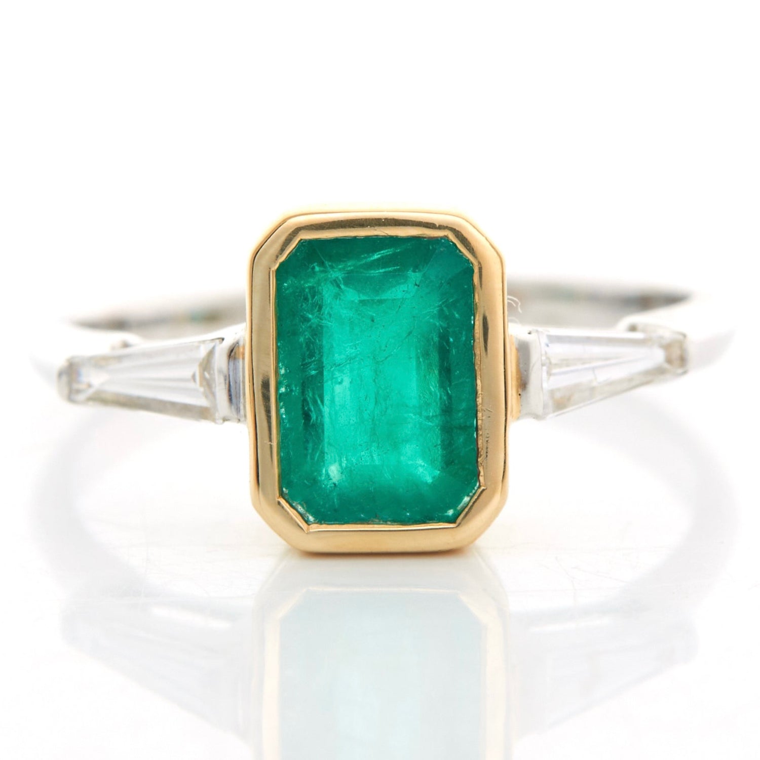 Brazilian Emerald & Diamond Eternal Ring 18k gold engagement ring 
