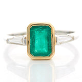 Brazilian Emerald & Diamond Eternal Ring 18k gold engagement ring 
