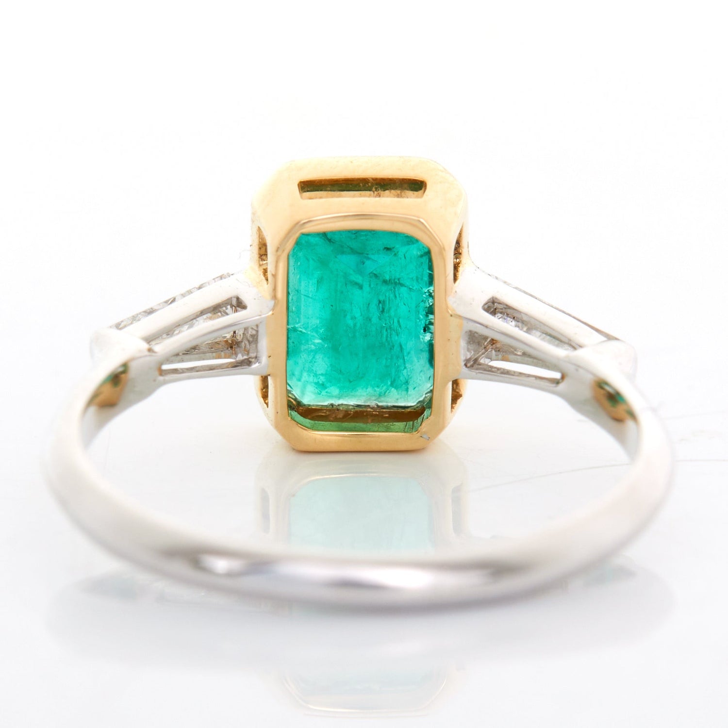 Brazilian Emerald & Diamond Eternal Ring 18k gold engagement ring back view