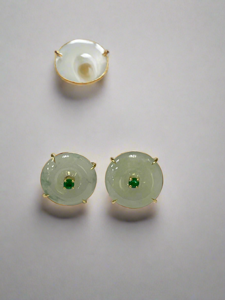 Jadeite & Emerald Earrings