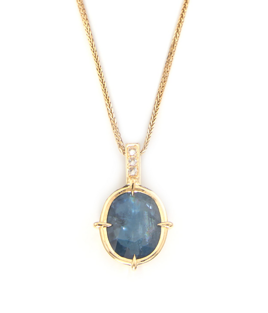 Siam Sapphire & Diamond Supreme Compass Pendant Necklace