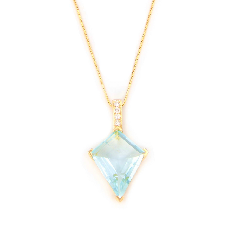 Aquamarine & Diamond Contour Kite Necklace