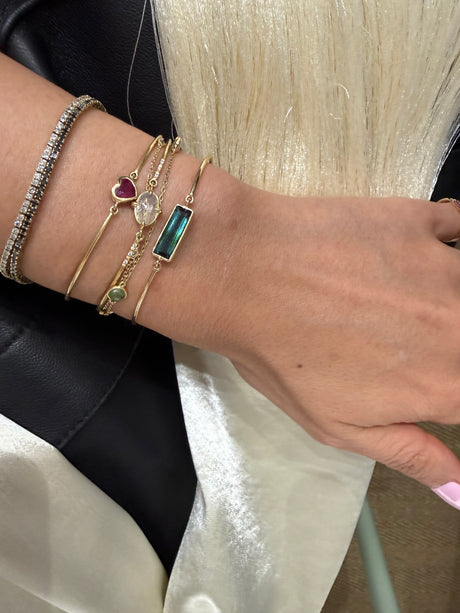 Lagoon Watermelon Tourmaline Bar Bangle
