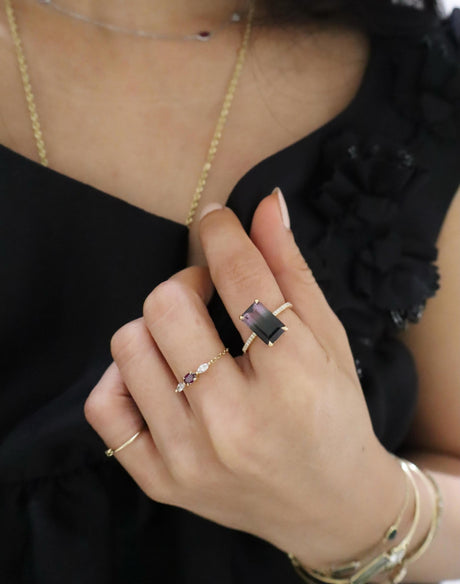 Watermelon Tourmaline & Diamond Protection Ring