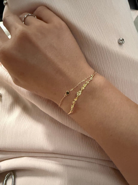 Canary & Orange Diamond Bangle 18K gold stackable design on model