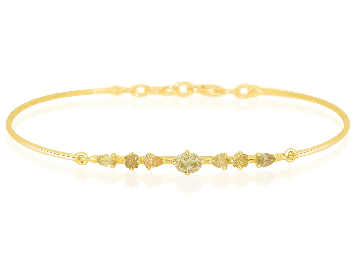Canary & Orange Diamond Bangle 18K gold stackable design