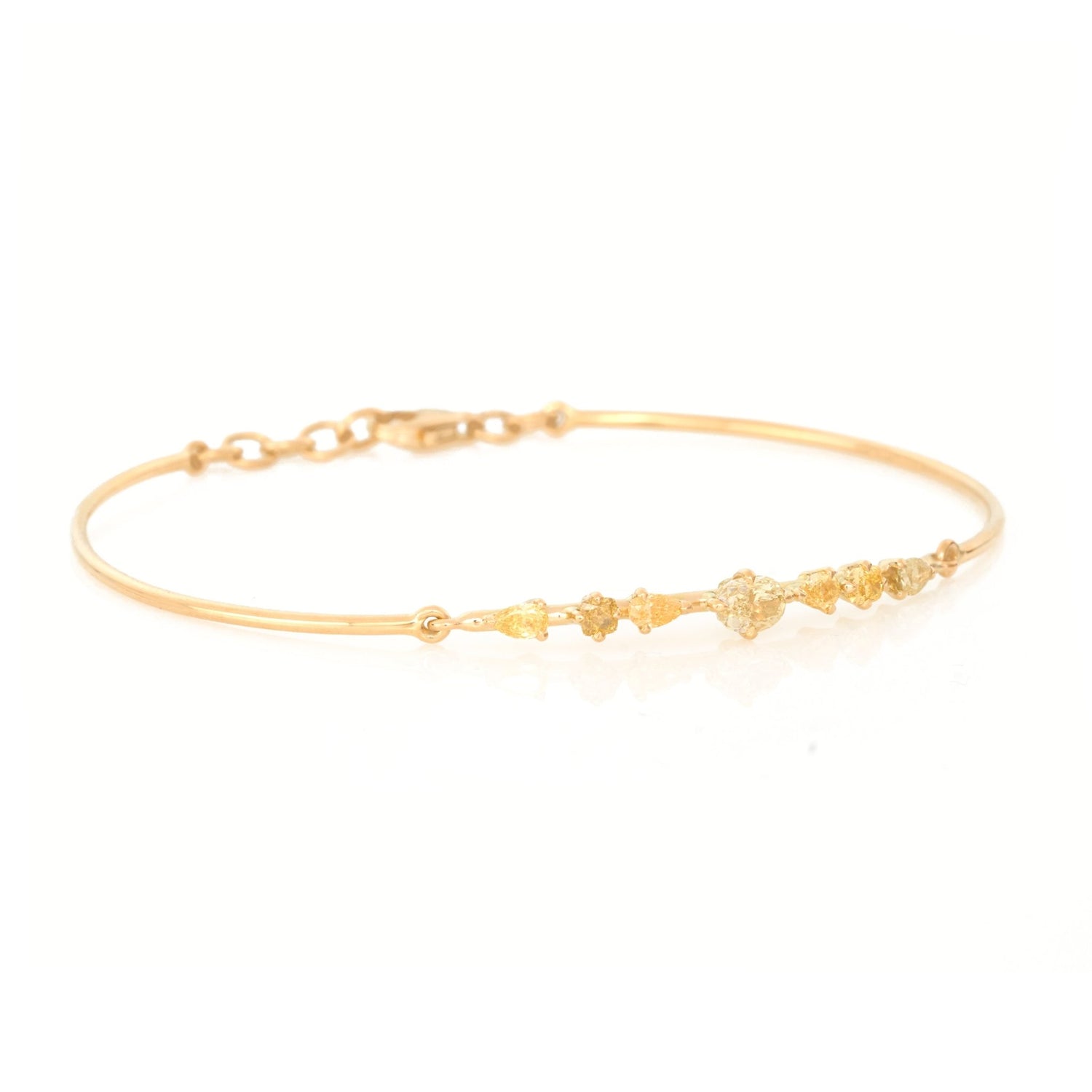 Canary & Orange Diamond Bangle 18k gold Stackable design side view