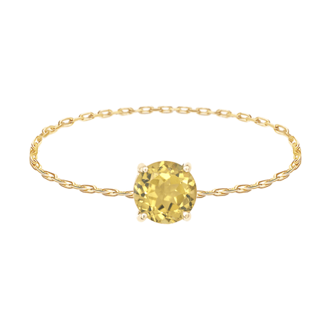 Canary Tourmaline Chain Ring 18k gold Stackable ring