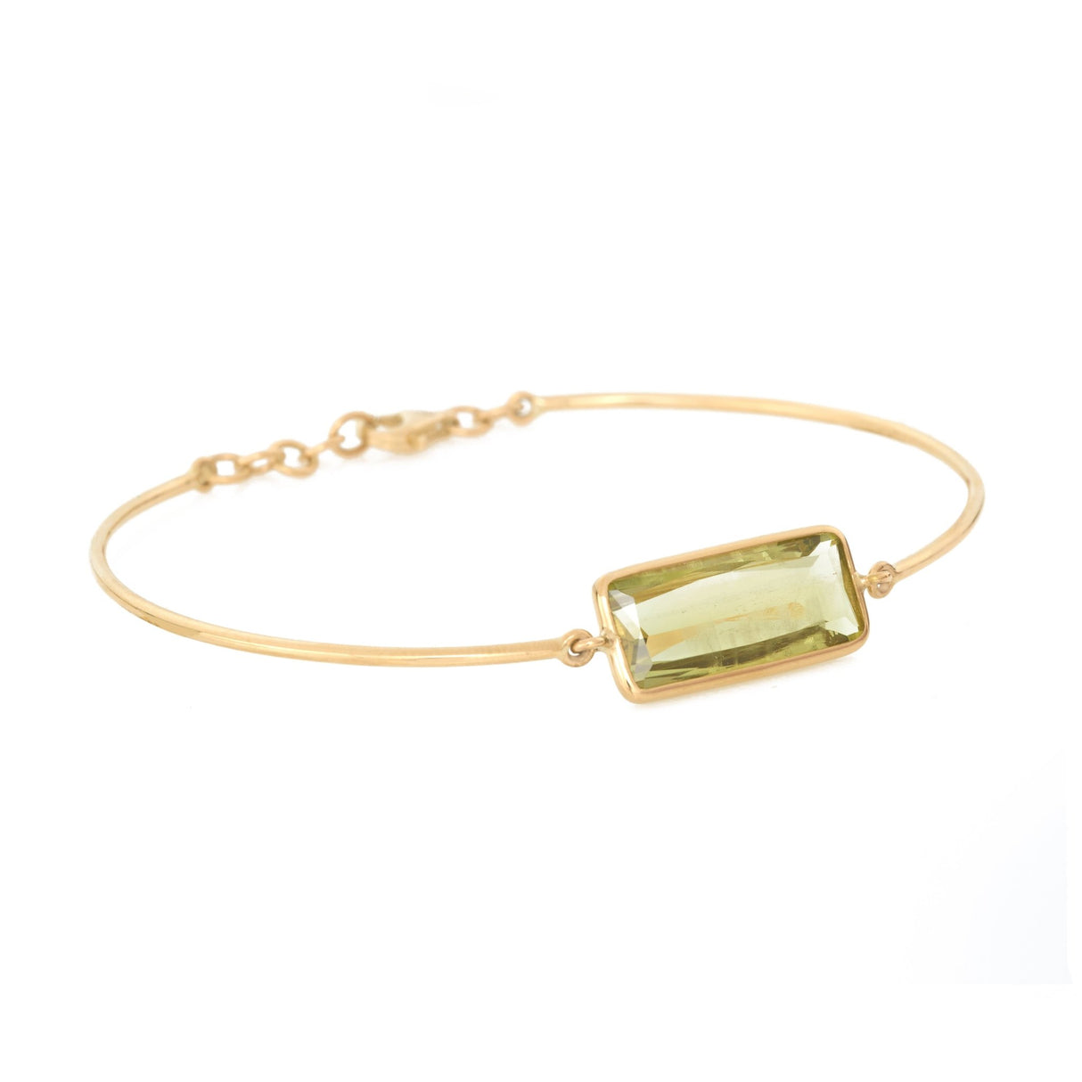 Canary Tourmaline Supreme Bar Bangle 18k gold Stackable design side view