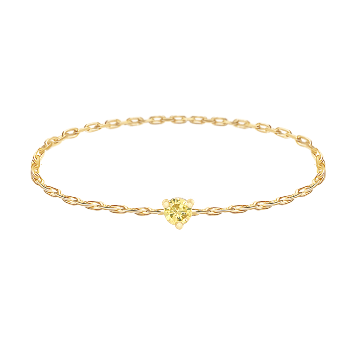 Canary Yellow Diamond Chain Ring 14k gold Stackable ring