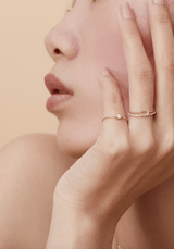 Canary Yellow Diamond Chain Ring 14k gold Stackable ring on model