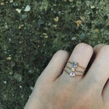 Canary Yellow Diamond Chain Ring 14k gold Stackable ring on model