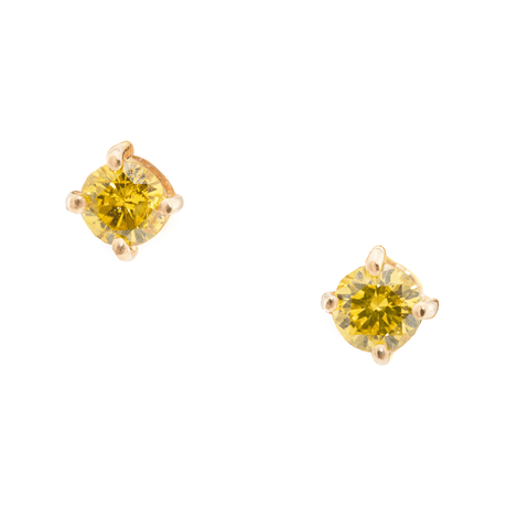 Canary Yellow Diamond Studs 14K Gold Handmade Fine Jewelry