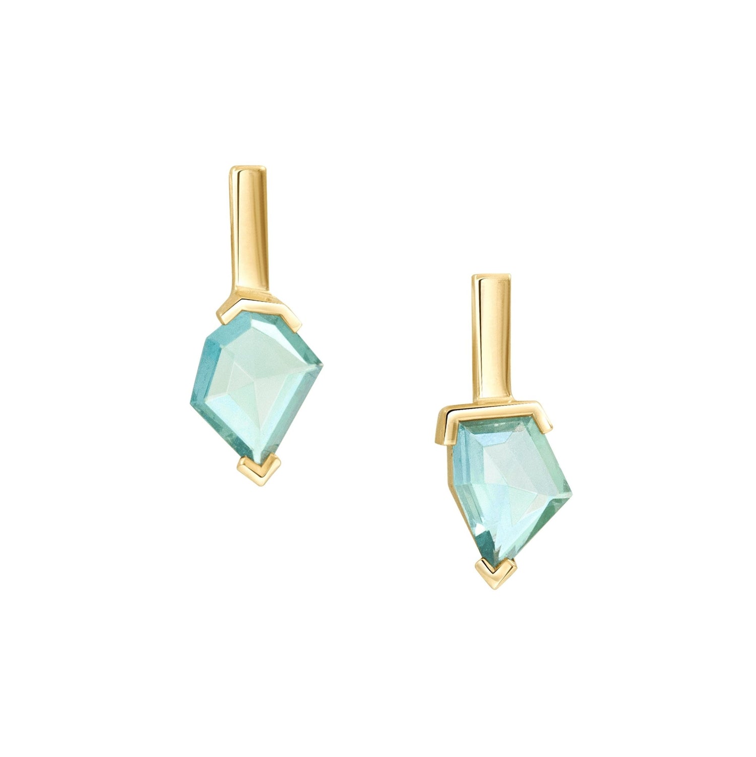 Ceylon Green Sapphire Contour Bar Earring