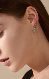 Ceylon Green Sapphire Contour Bar Earring on model