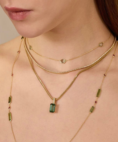 Ceylon Green Sapphire Contour Necklace on model