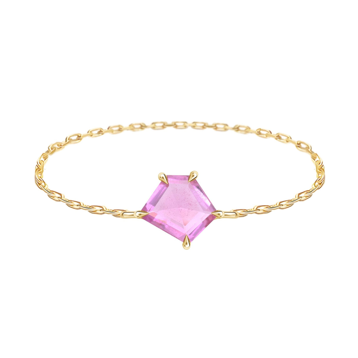 Ceylon Pink Sapphire Contour Chain Ring  18K Stackable ring 1
