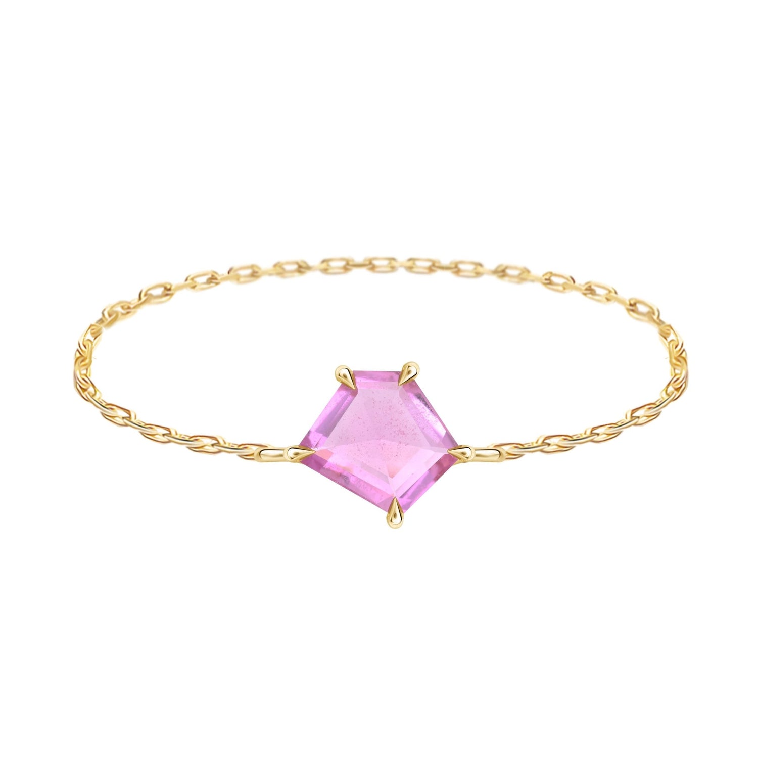 Ceylon Pink Sapphire Contour Chain Ring  18K Stackable ring 1