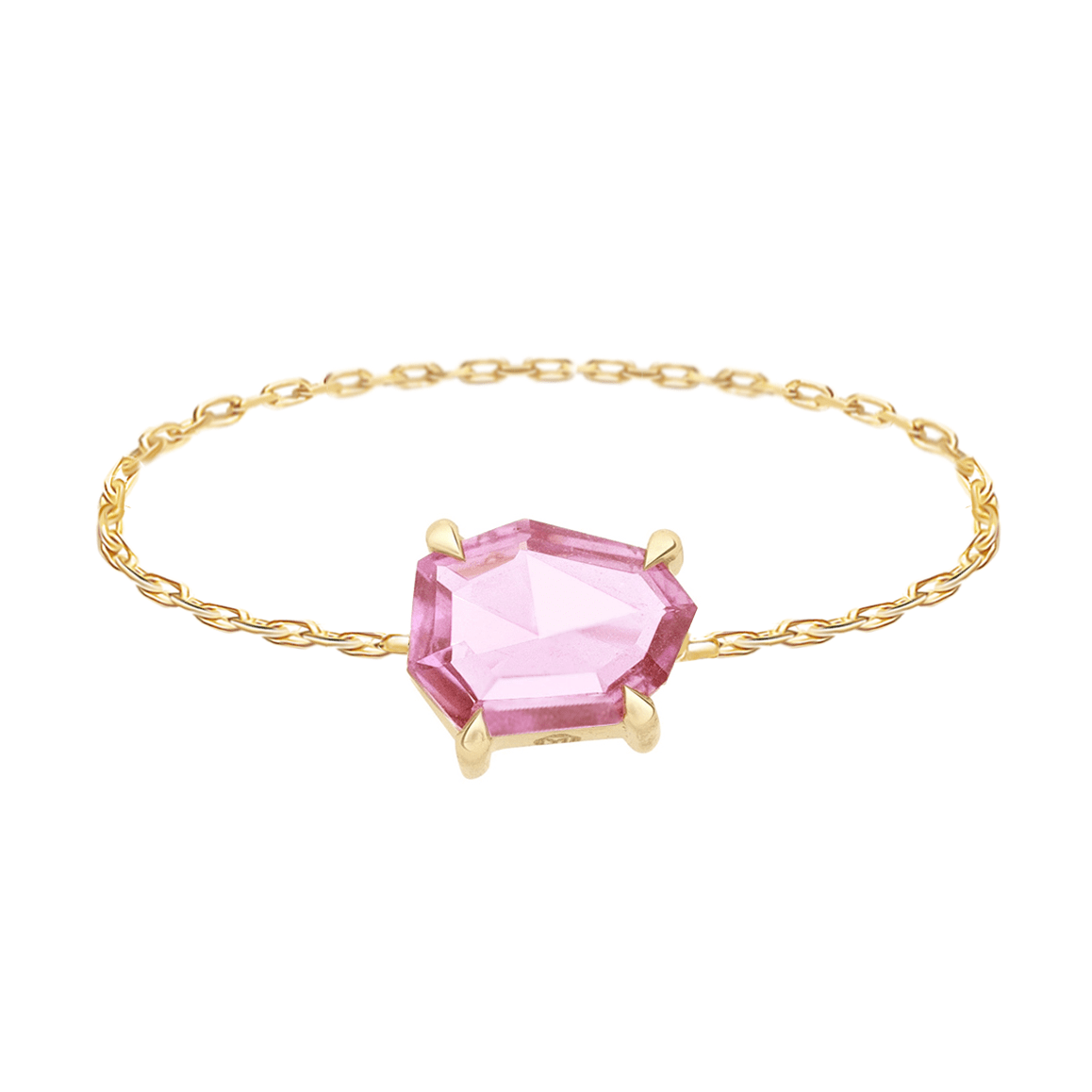 Ceylon Pink Sapphire Contour Chain Ring 18k gold stackable ring
