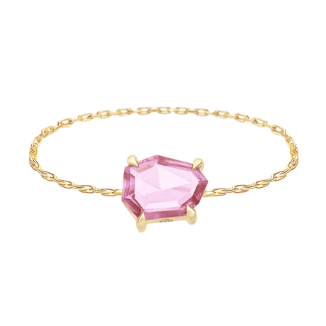 Ceylon Pink Sapphire Contour Chain Ring 18k gold stackable ring