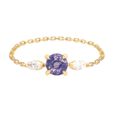 Ceylon Purple Sapphire & Diamond Dream Weaver Chain Ring 18k gold Stackable ring