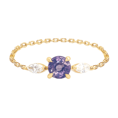 Ceylon Purple Sapphire & Diamond Dream Weaver Chain Ring 18k gold Stackable ring