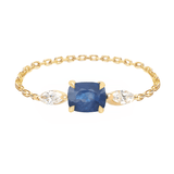 Ceylon Royal Blue Sapphire & Diamond Dream Weaver Chain Ring 18k gold Stackable ring