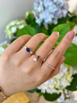 Ceylon Royal Blue Sapphire & Diamond Dream Weaver Chain Ring on model 2