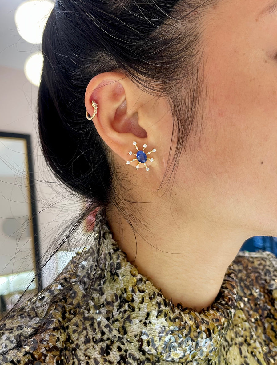 Ceylon Sapphire and Diamond Starburst Earrings