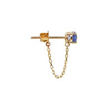 Ceylon Sapphire Chain Earrings 18k gold Stackable design side view