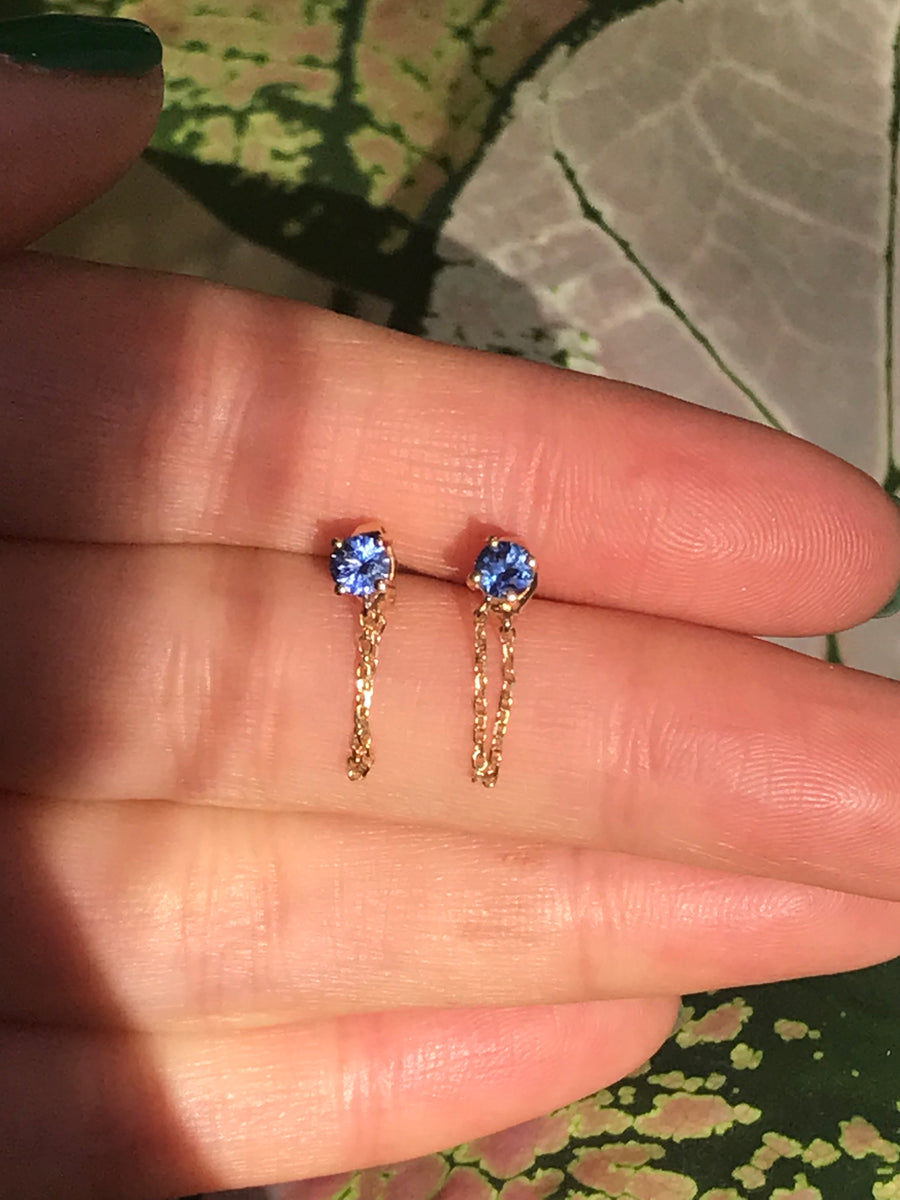 Ceylon Sapphire chain earrings