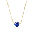 Ceylon Sapphire Coeur Necklace 18K gold handmade fine jewelry