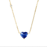 Ceylon Sapphire Coeur Necklace 18K gold handmade fine jewelry