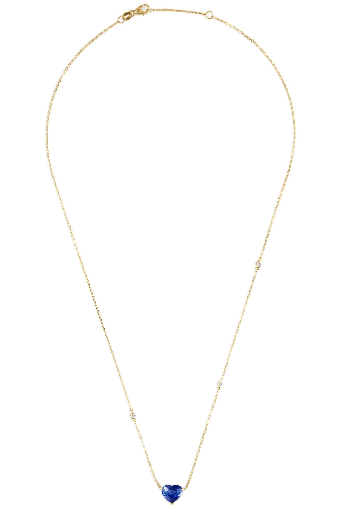 Ceylon Sapphire Coeur Necklace 18K gold handmade fine jewelry 1
