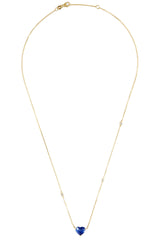 Ceylon Sapphire Coeur Necklace 18K gold handmade fine jewelry 1