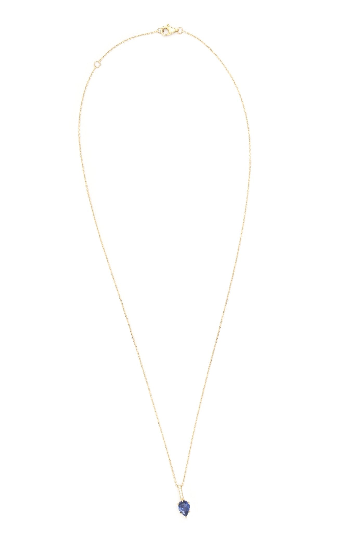 Ceylon Sapphire & Diamond Arrow Necklace 18k handmade fine jewelry 3