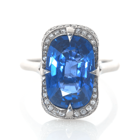 Ceylon Sapphire & Diamond Aurora Supreme Ring PT900 engagement ring 