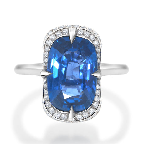 Ceylon Sapphire & Diamond Aurora Supreme Ring PT900 engagement ring