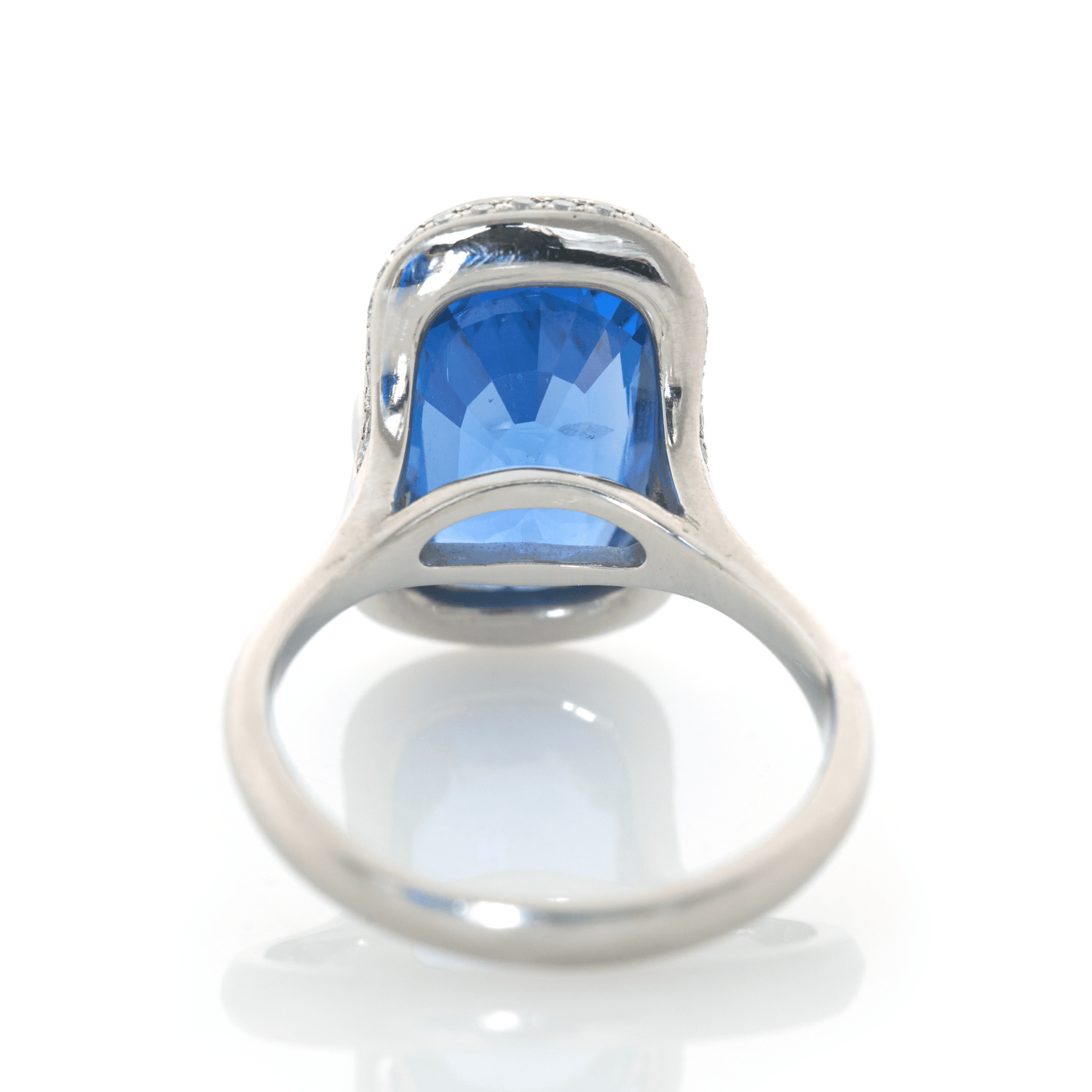 Ceylon Sapphire & Diamond Aurora Supreme Ring PT900 engagement ring back view