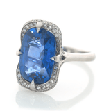 Ceylon Sapphire & Diamond Aurora Supreme Ring PT900 engagement ring side view