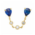 Ceylon Sapphire & Diamond Chain Earring 18k gold Stackable design 