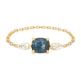 Ceylon Sapphire & Diamond Dream Weaver Chain Ring 18k gold Stackable ring