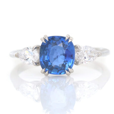 Ceylon Sapphire & Diamond Eternal Ring 18k gold engagement ring 