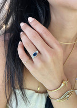 Ceylon Sapphire & Diamond Ever After Ring 18k gold engagement ring on model