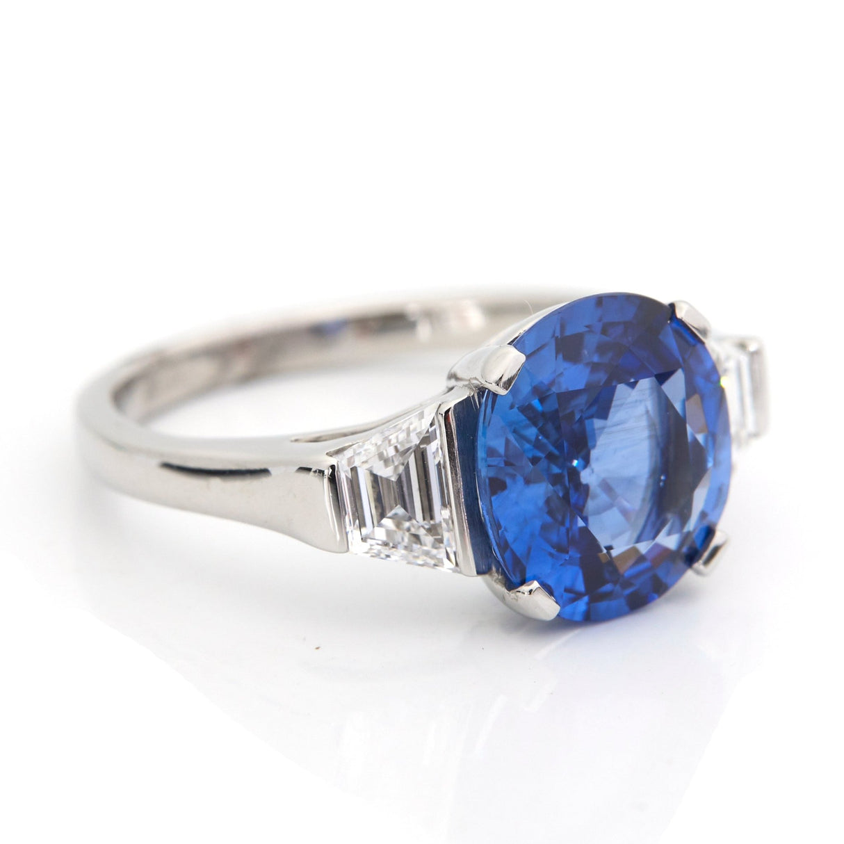 Ceylon Sapphire & Diamond Ever After Ring PT900 engagement ring side view