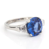 Ceylon Sapphire & Diamond Ever After Ring PT900 engagement ring side view