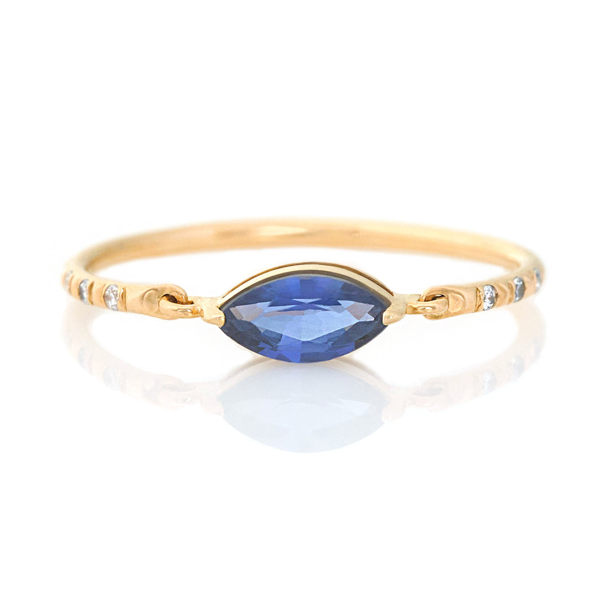 Ceylon Sapphire Marquise Petite Circle Diamond Ring 2