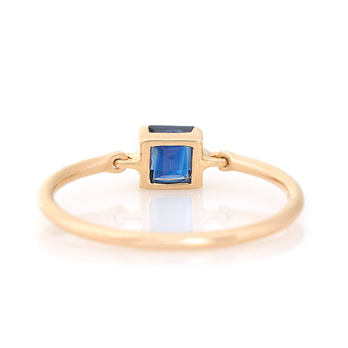Ceylon Sapphire Petite Circle Diamond Ring 14k gold stackable ring back view