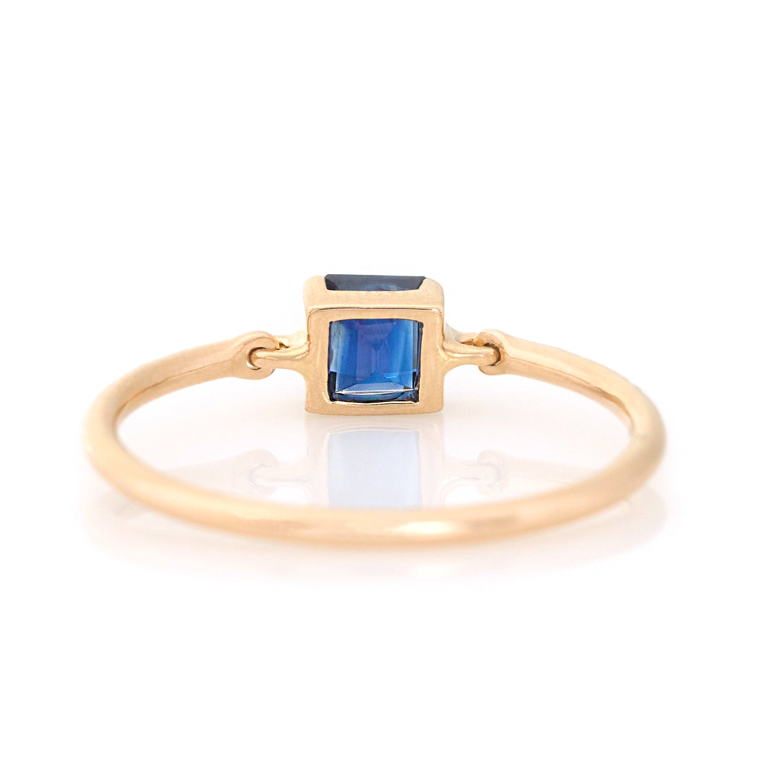 Ceylon Sapphire Petite Circle Diamond Ring 14k gold stackable ring back view