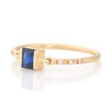 Ceylon Sapphire Petite Circle Diamond Ring 14k gold stackable ring side view